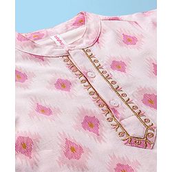 Babyhug 100% Cotton Kurta With Dhoti Embroidery Design - Pink