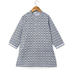 Babyhug 100% Cambric Full Sleeve Printed Kurta With Solid Dhoti Set - Blue & White