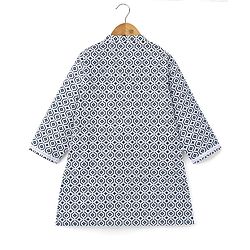 Babyhug 100% Cambric Full Sleeve Printed Kurta With Solid Dhoti Set - Blue & White