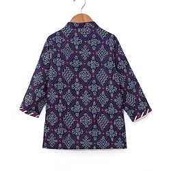 Babyhug 100% Cotton Full Sleeves Kurta & Dhoti Set Ethnic Print - Blue