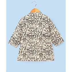Babyhug Cotton Flex Full Sleeves Printed Kurta & Dhoti - Off White