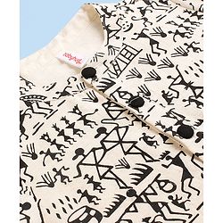 Babyhug Cotton Flex Full Sleeves Printed Kurta & Dhoti - Off White