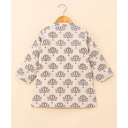 Babyhug 100% Cotton Full Sleeves Printed Kurta & Dhoti Set - OffWhite