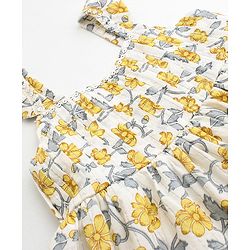 Babyhug 100% Cotton Singlet Sleeves Full Length Ethnic Dress Floral Print - White