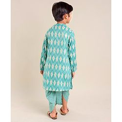 Babyhug Woven Full Sleeves Kurta & Dhoti Set Printed - Blue