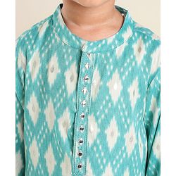 Babyhug Woven Full Sleeves Kurta & Dhoti Set Printed - Blue
