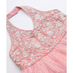 Babyhug Sleeveless Floral Embroidered Halter Neck Ethnic Dress - Pink