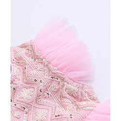 Babyhug Ruffle Sleeves Ethnic Dress Embroidered and Sequin Detailing - Pink