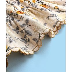 Babyhug 100% Cotton Woven Sleeveless Ethnic Dress Floral Digital Print With Foil - Beige