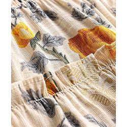 Babyhug 100% Cotton Woven Sleeveless Ethnic Dress Floral Digital Print With Foil - Beige