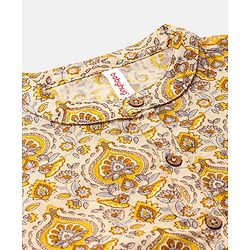 Babyhug 100% Cotton Kurta With Payjama Set Floral Print - Beige