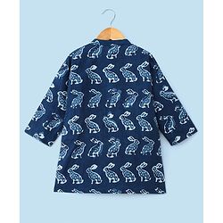 Babyhug 100% Cotton Kurta With Dhoti Set Bunny Print - Indigo