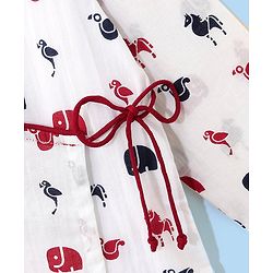 Babyoye 100% Cotton Full Sleeves Kurta & Dhoti Set Elephant & Horse Print - White & Maroon