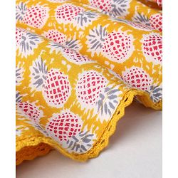 Babyhug 100% Cotton Woven Cap Sleeves Ethnic Dress with Fruits Print - Yellow
