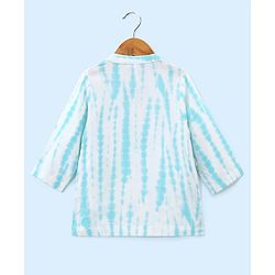 Babyhug Full Sleeves Embroidered Kurta & Pyjama Set Tie Dye Print- White & Blue