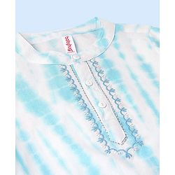 Babyhug Full Sleeves Embroidered Kurta & Pyjama Set Tie Dye Print- White & Blue