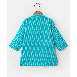 Babyhug Woven Full Sleeves Kurta & Dhoti Set Geometric Pattern Print - Blue & Off White