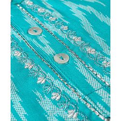 Babyhug Woven Full Sleeves Kurta & Dhoti Set Geometric Pattern Print - Blue & Off White