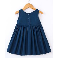 Babyhug Woven Ethnic Dress with Full Sleeves Shrug & Front Tie-Up Details Dots Print - Indigo
