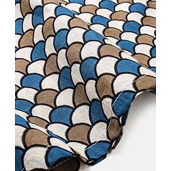 Babyhug 100% Cotton Knit Full Sleeves Kurta & Dhoti Set Angarakha Print - Blue & Brown