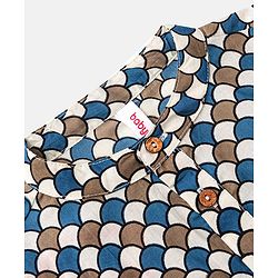 Babyhug 100% Cotton Knit Full Sleeves Kurta & Dhoti Set Angarakha Print - Blue & Brown