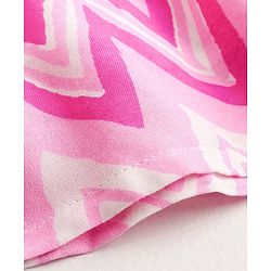 Babyhug 100% Cotton Woven Sleeveless Chevron Print Embroidered Sequins Dress - Pink