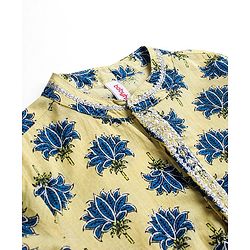 Babyhug 100% Cotton Full Sleeves Floral Print Kurta & Dhoti Set - Light Yellow