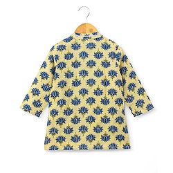 Babyhug 100% Cotton Full Sleeves Floral Print Kurta & Dhoti Set - Light Yellow
