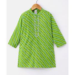 Babyhug Cotton Full Sleeves Kurta & Dhoti Set Bandhani Print - Green