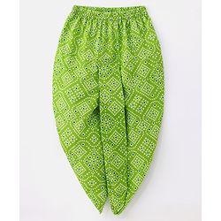 Babyhug Cotton Full Sleeves Kurta & Dhoti Set Bandhani Print - Green