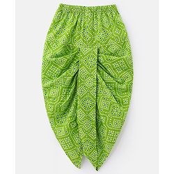 Babyhug Cotton Full Sleeves Kurta & Dhoti Set Bandhani Print - Green