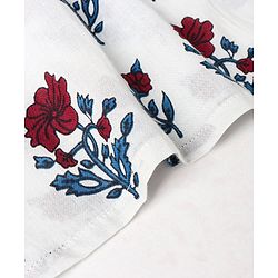 Babyhug 100% Cotton Full Sleeves Woven Floral Printed Kurta with Chevron Printed Dhoti Set - White