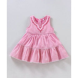 Babyhug 100% Cotton Sleeveless Ethnic Dress - Pink