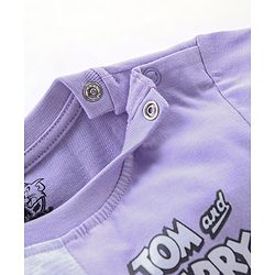 Babyhug Cotton Half Sleeves T-Shirt Tom and Jerry Print - White Melange & Purple