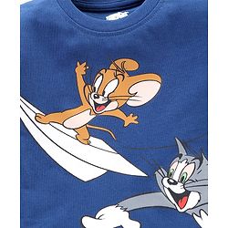 Babyhug Cotton Half Sleeves T-Shirt Tom & Jerry Print - Dark Blue