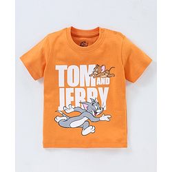 Babyhug Cotton Half Sleeves T-Shirt Tom & Jerry Print - Yellow