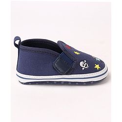 Cute Walk by Babyhug Embroidered Booties with Velcro Closure - Blue