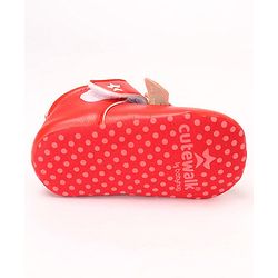 Cute Walk by Babyhug Booties Face Design with Velcro Closure - Red