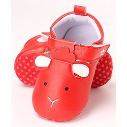 Cute Walk by Babyhug Booties Face Design with Velcro Closure - Red