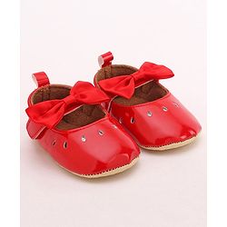 Cute Walk by Babyhug Party Booties with Bow and Velcro Closure - Red