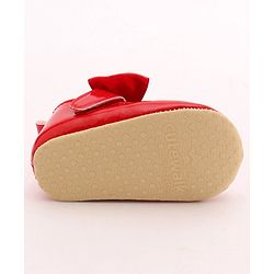 Cute Walk by Babyhug Party Booties with Bow and Velcro Closure - Red