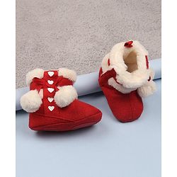Cute Walk by Babyhug Booties with Velcro Closure - Red