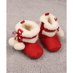 Cute Walk by Babyhug Booties with Velcro Closure - Red