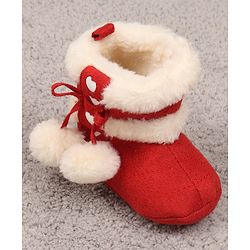 Cute Walk by Babyhug Booties with Velcro Closure - Red