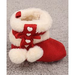 Cute Walk by Babyhug Booties with Velcro Closure - Red