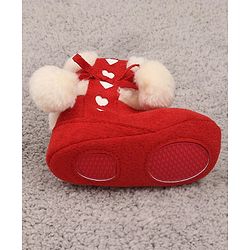 Cute Walk by Babyhug Booties with Velcro Closure - Red