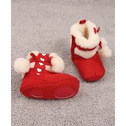 Cute Walk by Babyhug Booties with Velcro Closure - Red