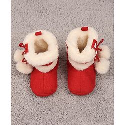 Cute Walk by Babyhug Booties with Velcro Closure - Red