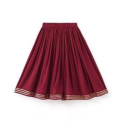 Babyhug Three Fourth Sleeveless Foil Printed Kurta Lehenga Set With Dupatta - Maroon