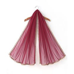 Babyhug Three Fourth Sleeveless Foil Printed Kurta Lehenga Set With Dupatta - Maroon